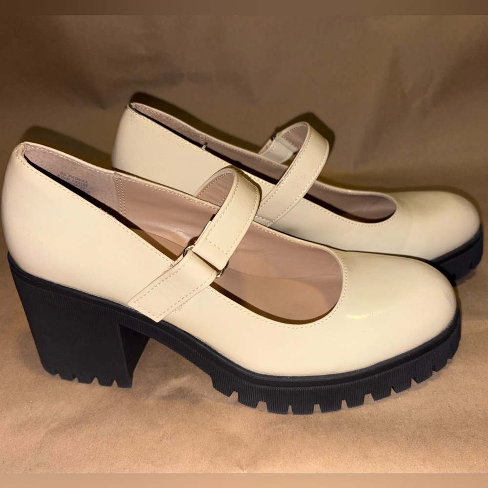 Sun + Stone, Cream, Chunky, Mary Jane, Platform Shoes